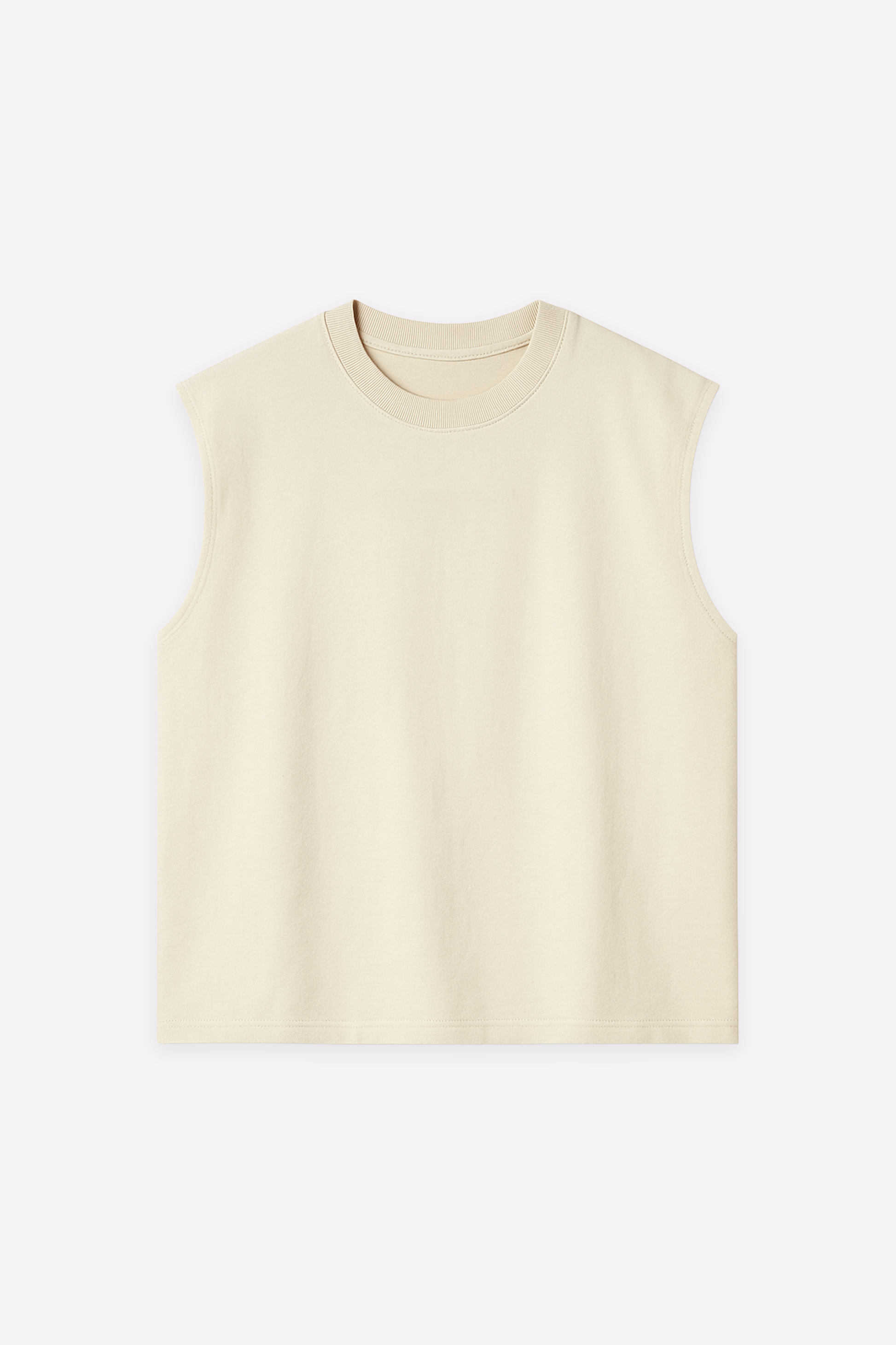 Flat lay front view of the Harper Slein Foundation Tank in OG Off White, displayed on a white background.