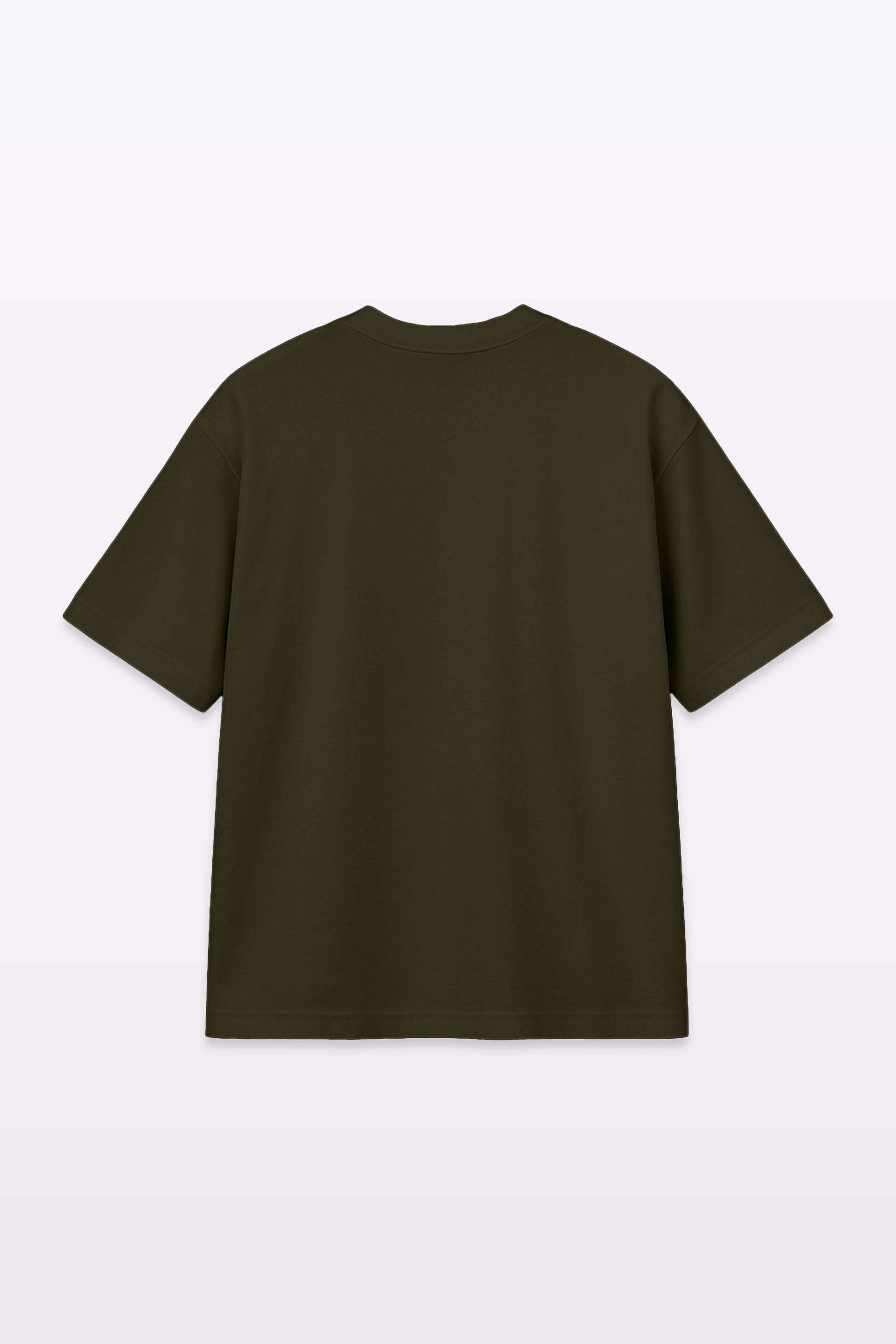 Back view of the Harper Slein oversized t-shirt in Nori Seaweed Green, laid flat on a white background.