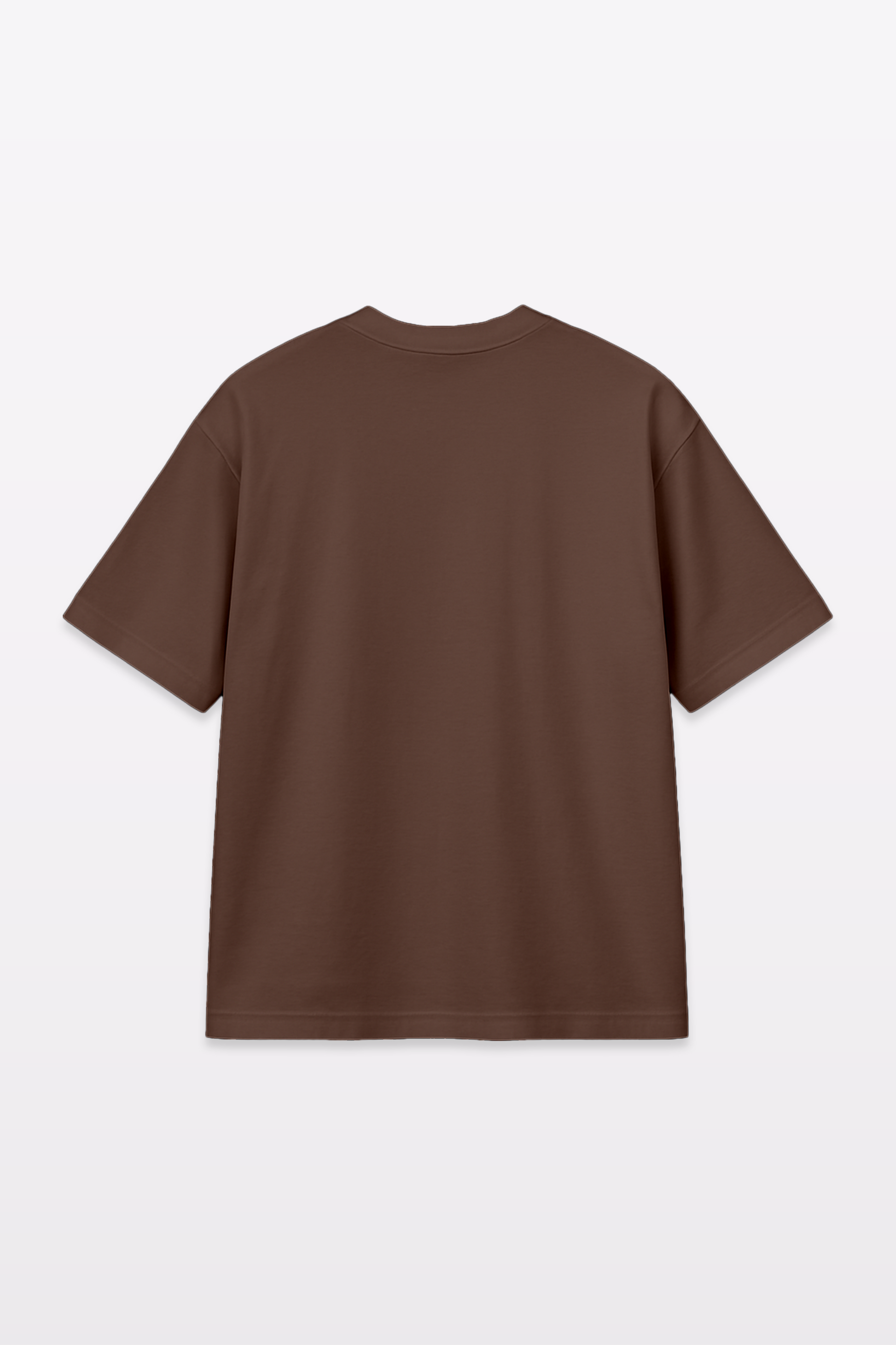 Back view flat lay of Harper Slein oversized t-shirt in Cacao color on a white background