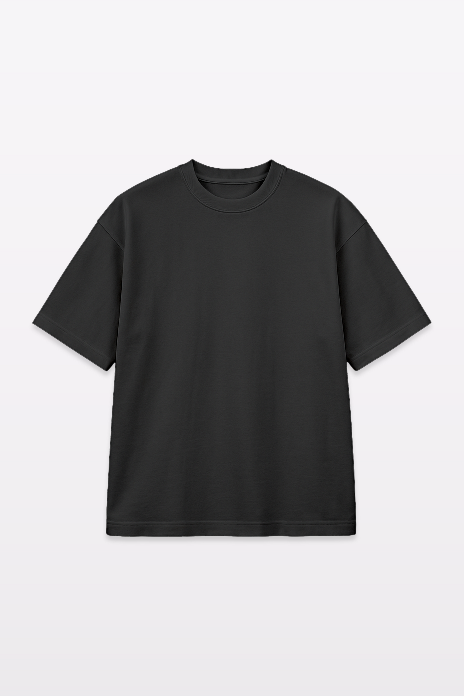 Flat lay front view of Harper Slein oversized t-shirt in Classic Black on a white background, showcasing structure and fit