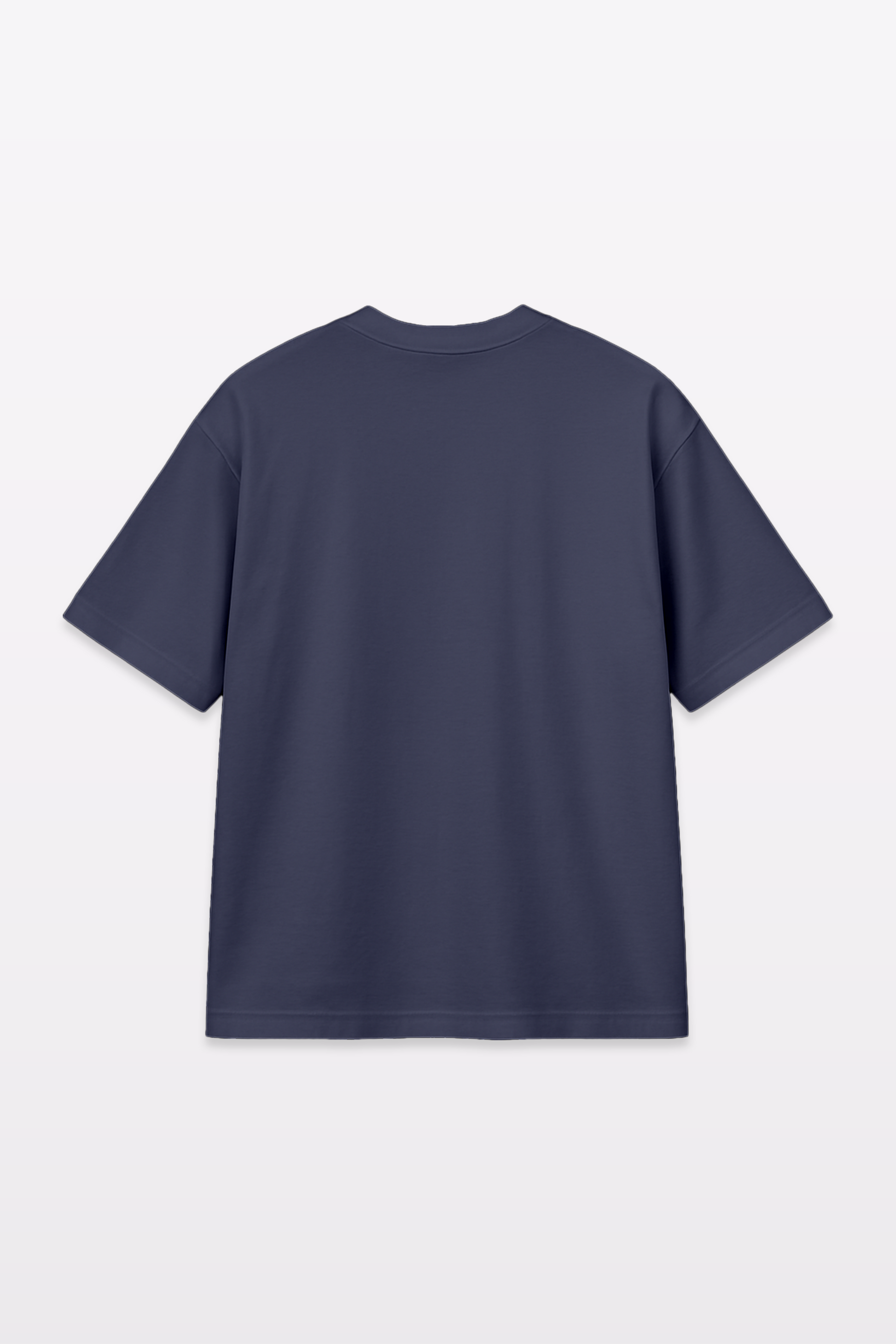 Harper Slein oversized t-shirt in Compass Blue, flat lay back view, on a light background