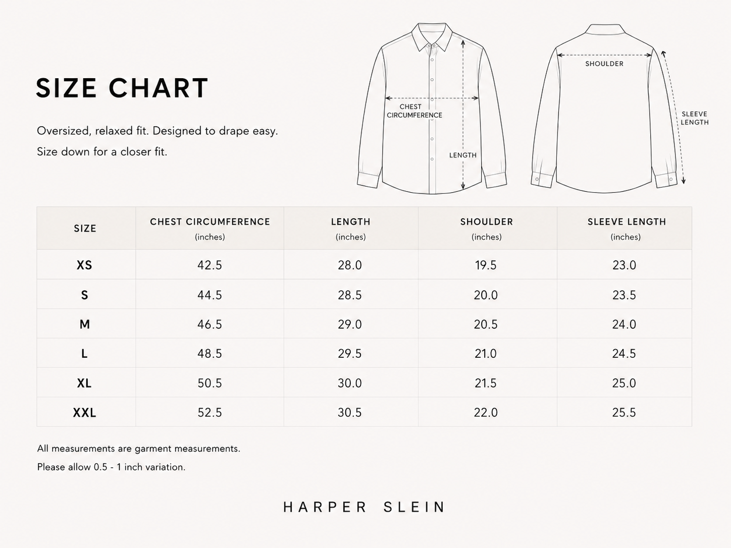 Size chart
