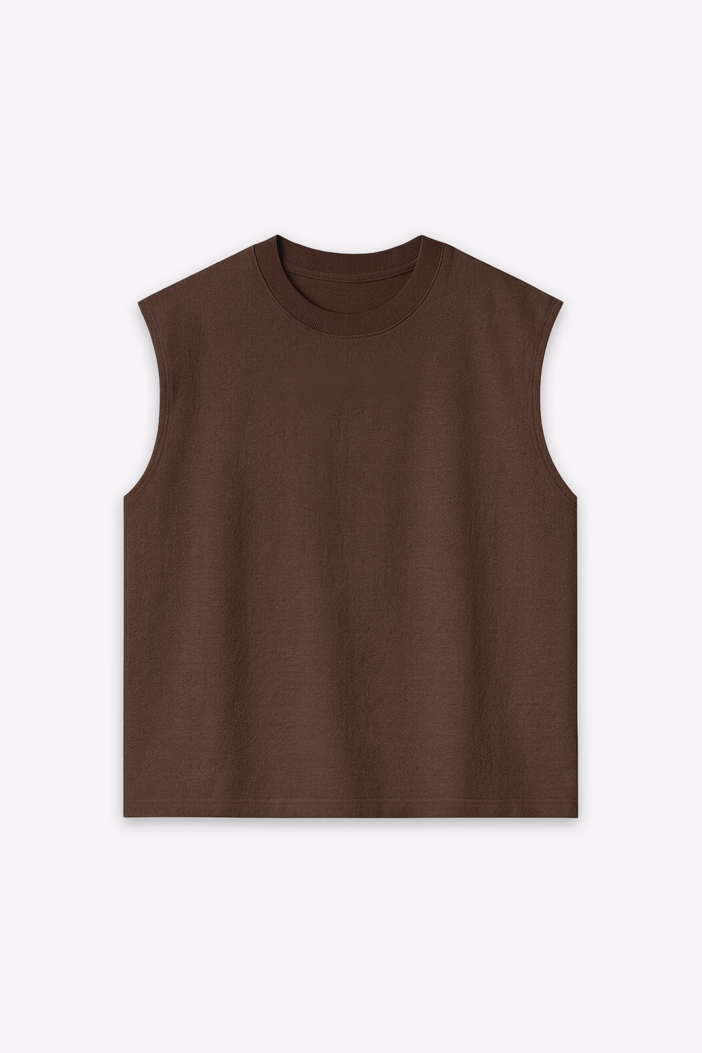 Cacao brown foundation tank, flat lay front view, on a white background.