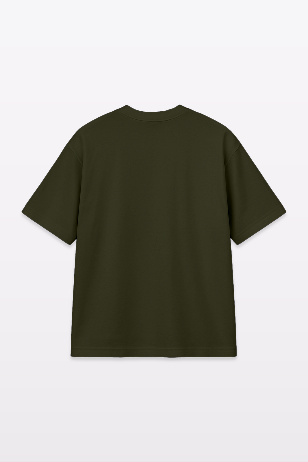 Back view of the Harper Slein oversized t-shirt in Nori Seaweed Green, laid flat on a white background.