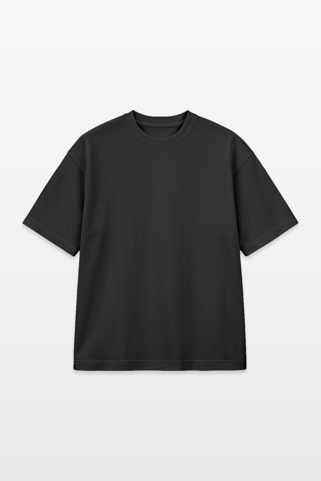 Flat lay front view of Harper Slein oversized t-shirt in Classic Black on a white background, showcasing structure and fit