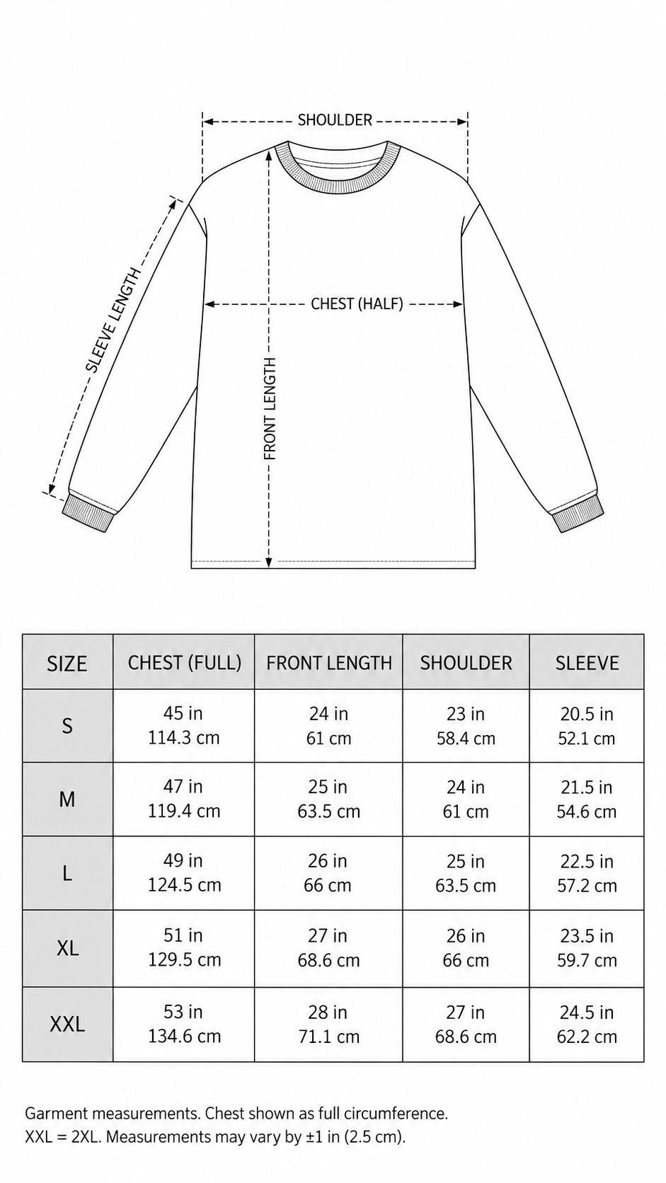 Size chart