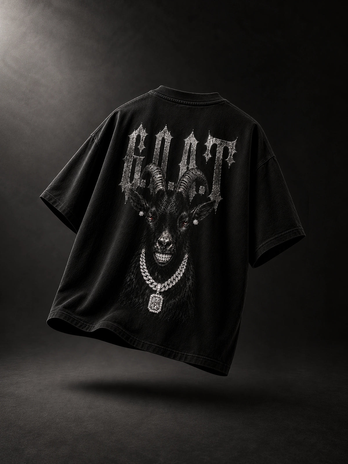 G.O.A.T. Status Rhinestone Tee — flat lay
