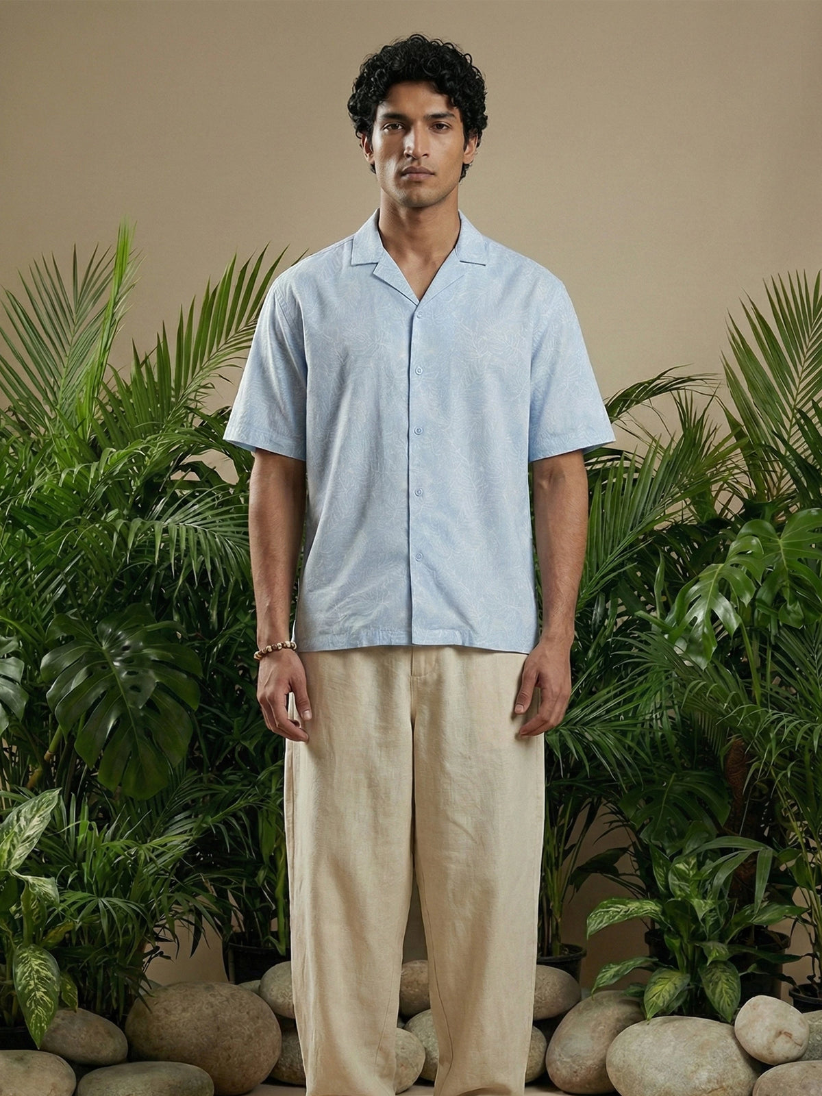 Sky Blue Cuban Collar Shirt — product photo