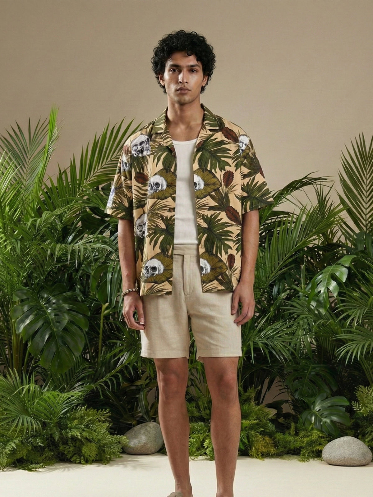 Tropical Skull Cuban Collar Shirt — product photo