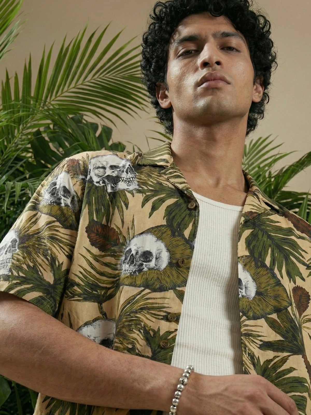 Tropical Skull Cuban Collar Shirt — product photo
